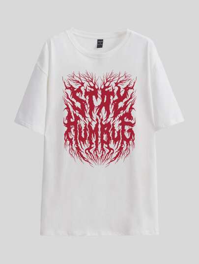 Nemons تي شيرت منخفض الاكتاف بطباعة شعار