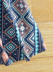 Girls Letter & Geo Print Dress - Multicolor - View 6