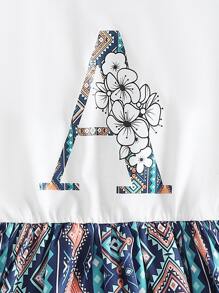 Girls Letter & Geo Print Dress - Multicolor - View 7