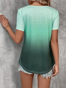 SHEIN LUNE 漸層前交叉T恤 - 薄荷綠 - 查看 2