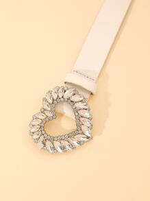 Thắt lưng khóa trái tim rhinestone - Màu be - Xem 4