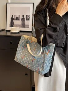 Sequin Decor Shoulder Tote Bag - Multicolor - View 2