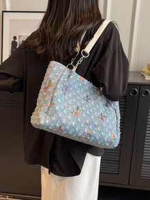 Sequin Decor Shoulder Tote Bag - Multicolor - View 3