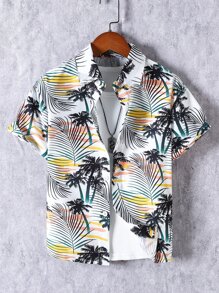 SHEIN Boys Tropical Print Shirt Without Tee - White - View 1