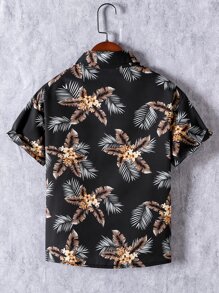 Boys Tropical Print Shirt Without Tee - Black - View 2