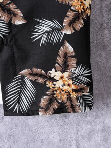 Boys Tropical Print Shirt Without Tee - Black - View 3