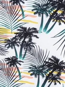 SHEIN Boys Tropical Print Shirt Without Tee - White - View 4