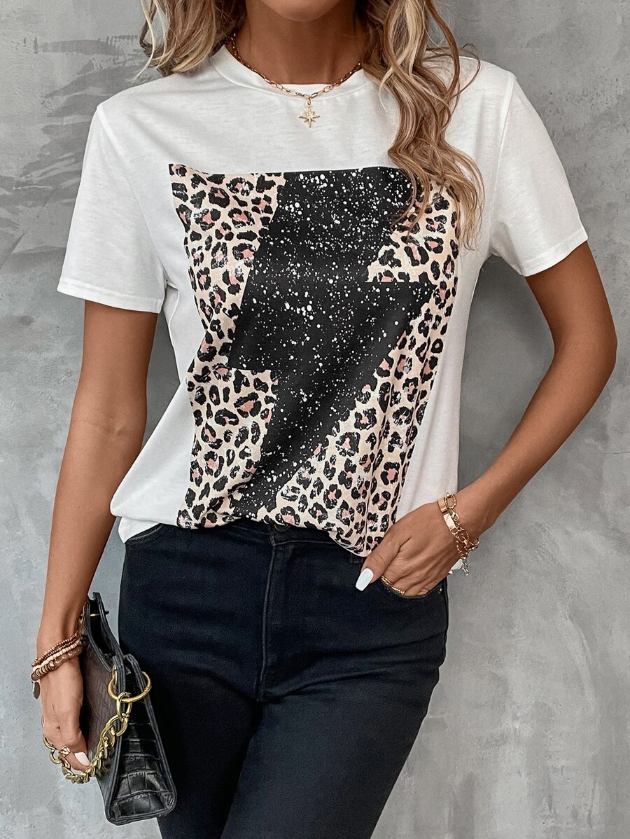 SHEIN LUNE Leopard Print Tee
