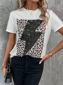 SHEIN LUNE Leopard Print Tee