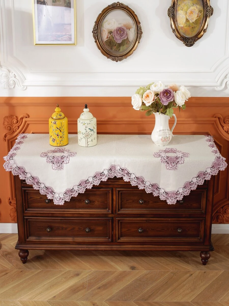 1 Khăn Trải Bàn Thêu Hoa Polyester Trang Trí Bàn Cho Bàn - Nhiều màu - Xem 1