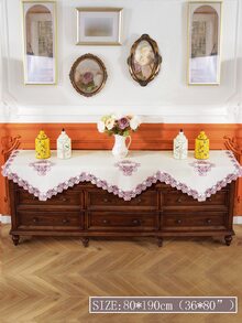 1 Khăn Trải Bàn Thêu Hoa Polyester Trang Trí Bàn Cho Bàn - Nhiều màu - Xem 5