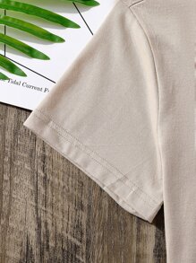 SHEIN Chicas adolescentes Camiseta crop con estampado de árbol de coco y letra