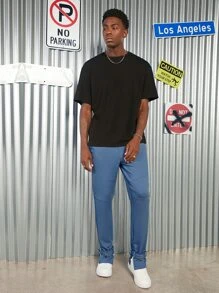 Manfinity ModaGents Hombres Pantalones deportivos unicolor con bolsillo oblicuo