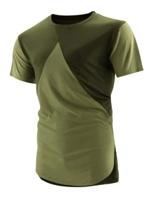 Áo thun & Áo lót Nam Khối Màu Giải trí - xanh quân đội - Xem 1