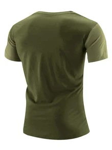 Áo thun & Áo lót Nam Khối Màu Giải trí - xanh quân đội - Xem 2