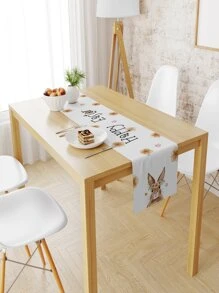 1pc Butterfly & Slogan Graphic Table Runner, Modern Polyester Table Runner For Dining Table - Multicolor - View 1