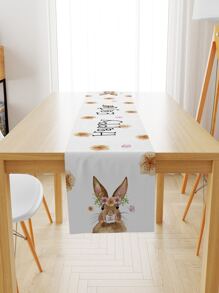 1pc Butterfly & Slogan Graphic Table Runner, Modern Polyester Table Runner For Dining Table - Multicolor - View 3