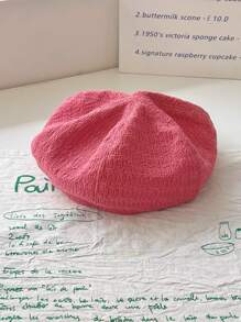 素色極簡貝雷帽 - 西瓜粉 - 查看 2