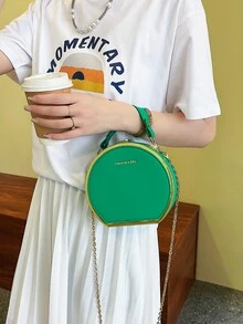 Mini Letter Graphic Chain Circle Bag