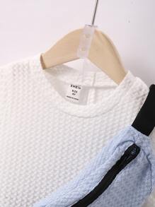 SHEIN 小男童背心上衣和字母圖案短褲