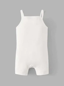 SHEIN Baby Girl Solid Cami Romper - White - View 2