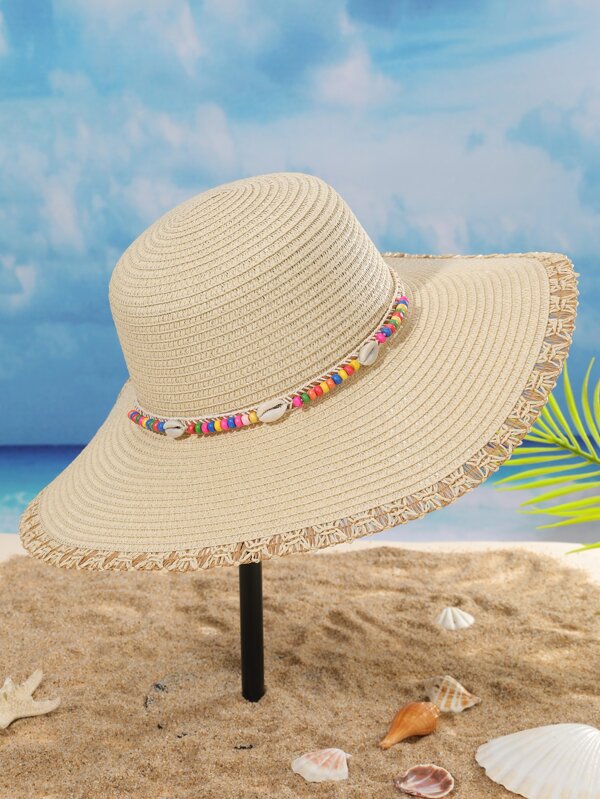 Shell Decor Straw Hat
