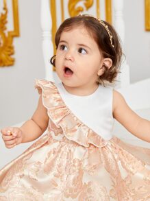 SHEIN Leap Crew 嬰兒印花荷葉邊洋裝 - 珊瑚粉 - 查看 5