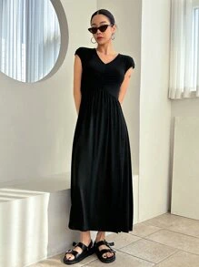 DAZY Vestido de tirantes con abertura en el muslo - Negro - Ver 2