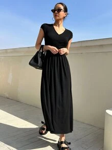 DAZY Vestido de tirantes con abertura en el muslo - Negro - Ver 4