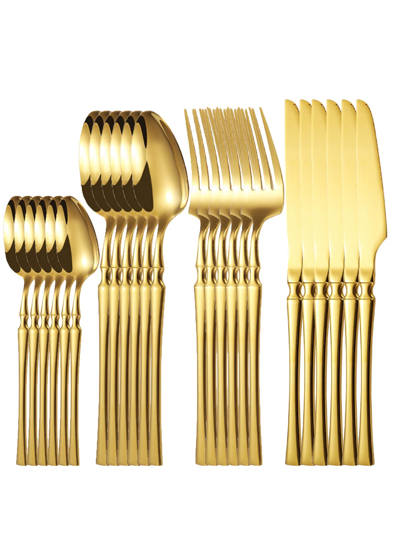 24pcs Stainless Steel Cutlery Set, Elegant Flatware Set For Party Home Kitchen Restaurant Hotel,Kitchen,Christmas Gift,School Supplies - Gold - View 1