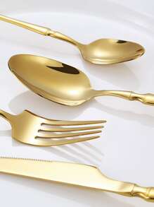 24pcs Stainless Steel Cutlery Set, Elegant Flatware Set For Party Home Kitchen Restaurant Hotel,Kitchen,Christmas Gift,School Supplies - Gold - View 6