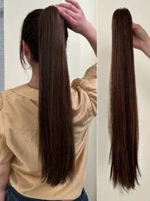 Long Straight Ponytail Synthetic Hair Extension - Brown - View 1