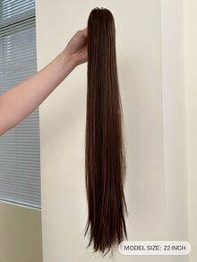 Long Straight Ponytail Synthetic Hair Extension - Brown - View 3