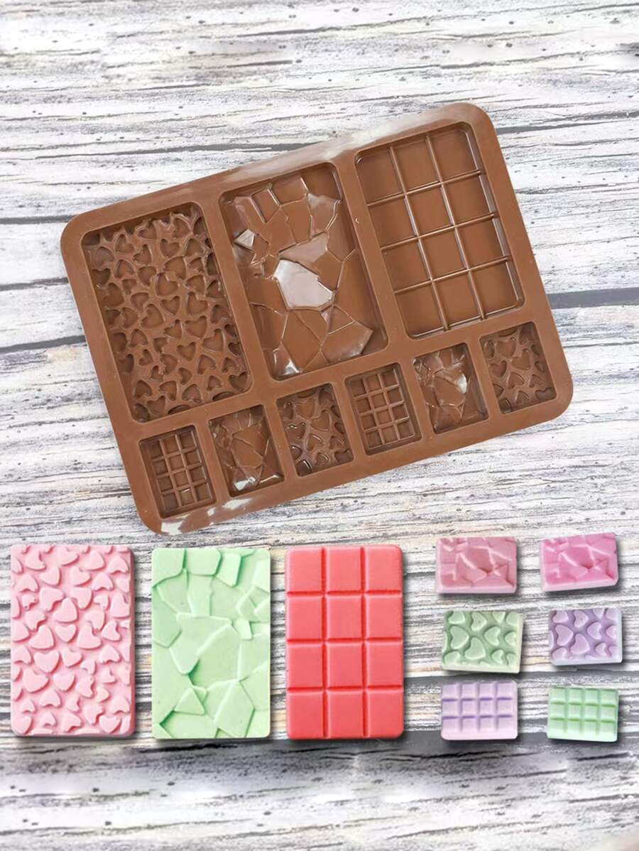 1 个心形和方形硅胶模具（适用于数字 9） - 咖啡棕 - 查看 1