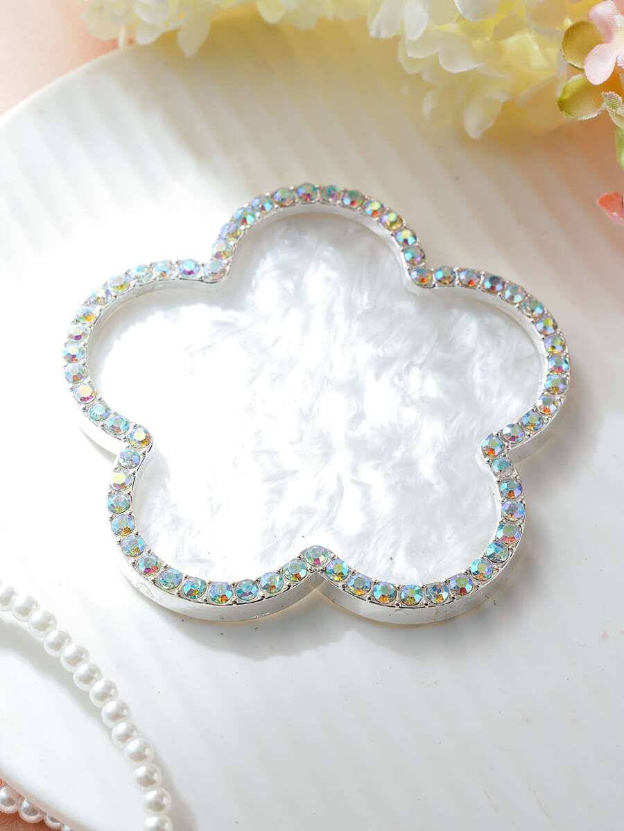 1pc ABS trang trí thủ công, đồ trang trí bằng đá Rhinestone hình hoa cho nhà quà tặng tốt nhất đĩa sinh nhật phụ kiện nhà bếp trang trí nhà bếp khay khay trái cây khay trang trí - trắng - Xem 1