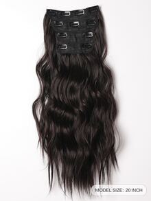 4pcs Clip In Medium Curly Synthetic Hair Extension - Brown - View 2