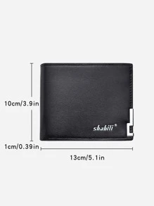 SHABILI 男士字母图案金属装饰小钱包信用卡小钱包证件窗口双折男士钱包爸爸礼物 PU 皮革简约时尚现代商务周年纪念情人节生日礼物礼物情侣男士礼品礼品袋礼物商务休闲 - 黑與白 - 查看 3