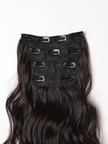 4pcs Clip In Medium Curly Synthetic Hair Extension - Brown - View 5