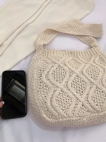Minimalist Crochet Bag - Beige - View 2