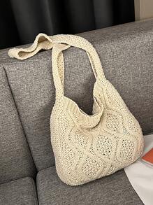 Minimalist Crochet Bag - Beige - View 5