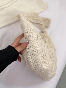 Minimalist Crochet Bag - Beige - View 6