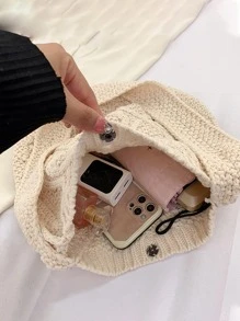 Minimalist Crochet Bag - Beige - View 7