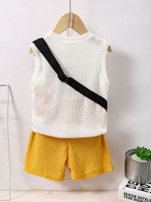 SHEIN 小男童背心上衣和字母圖案短褲 - 彩色 - 查看 2