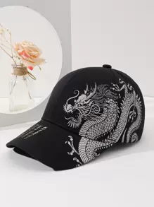 1pc Unisex Chinese Dragon Pattern Printed Sun Protection Baseball Cap For Men And Women Boho Valentine's Day Valentines
