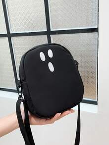 Mini Cartoon Graphic Crossbody Bag - Black - View 1