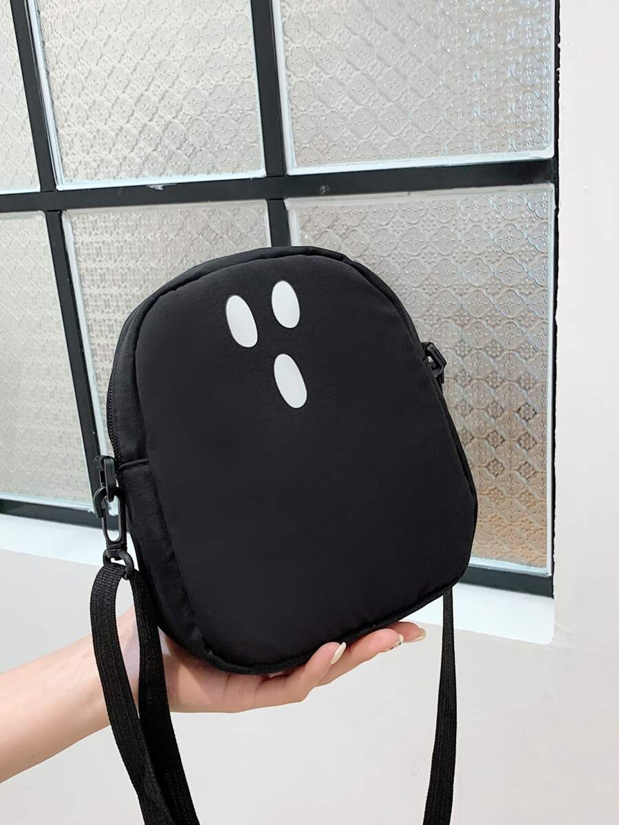 Mini Cartoon Graphic Crossbody Bag - Black - View 1