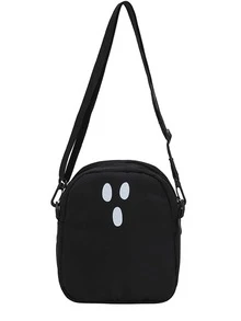 Mini Cartoon Graphic Crossbody Bag - Black - View 2
