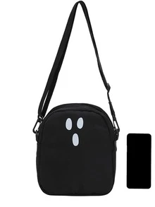 Mini Cartoon Graphic Crossbody Bag - Black - View 3