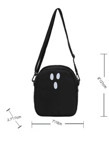 Mini Cartoon Graphic Crossbody Bag - Black - View 4