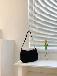 Bolso hobo con diseño de cadena - Negro - Ver 2